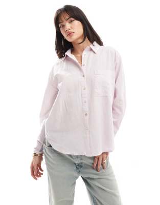 asos Scalpers linen stripes shirt in pink