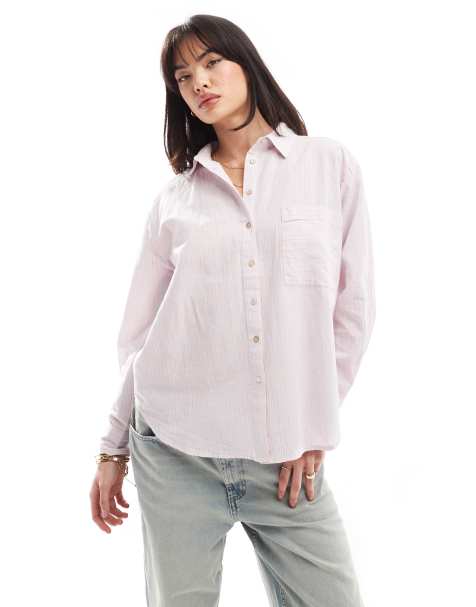 Scalpers linen stripes shirt in pink - view 1
