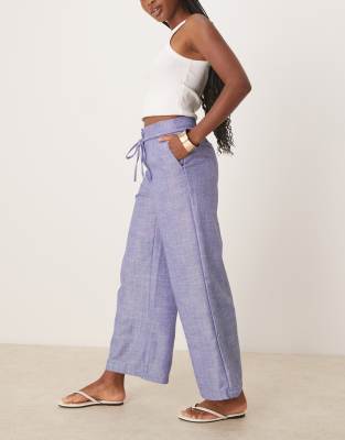 Scalpers Linen Studs Pant In Blue