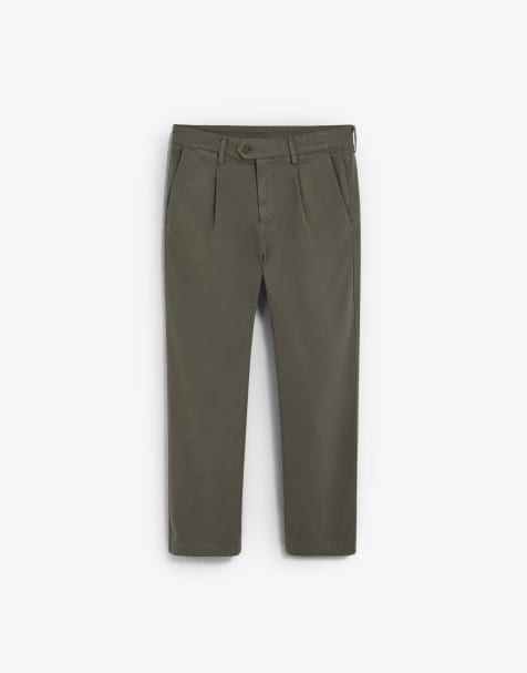 Scalpers - Losse broek met plooien in kaki - view 1