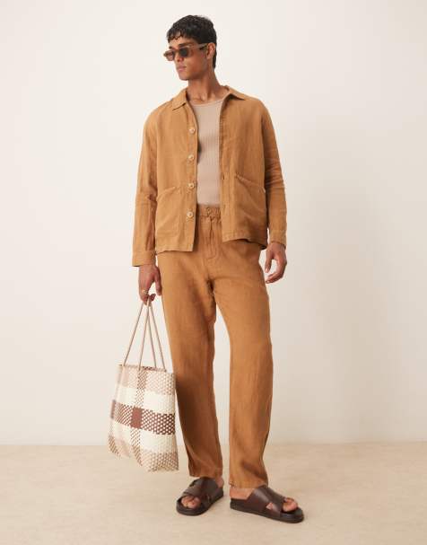 Scalpers - Maddox - Pantaloni ocra in lino - view 1