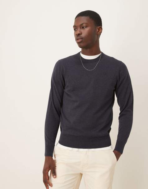 Scalpers - Maglione blu navy in tricot con scollo rotondo e teschio - view 1