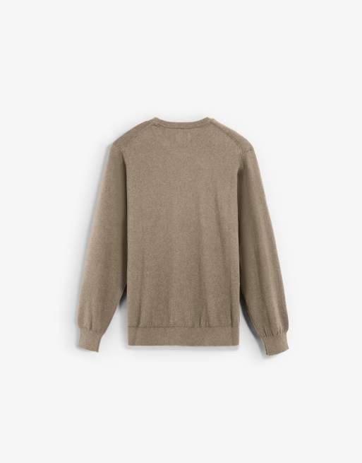 Scalpers - Maglione classico color talpa in tricot con scollo rotondo, 3 di 5