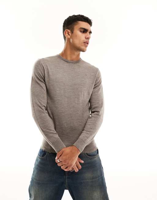 Scalpers - Maglione classico con scollo rotondo tortora