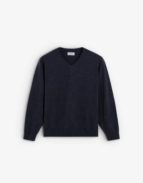 Scalpers - Maglione classico in tricot blu navy con scollo a V - view 1