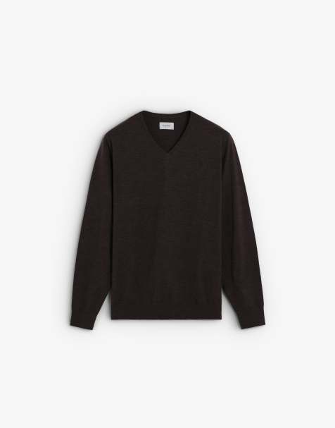 Scalpers - Maglione classico in tricot color bordeaux con scollo a V - view 1