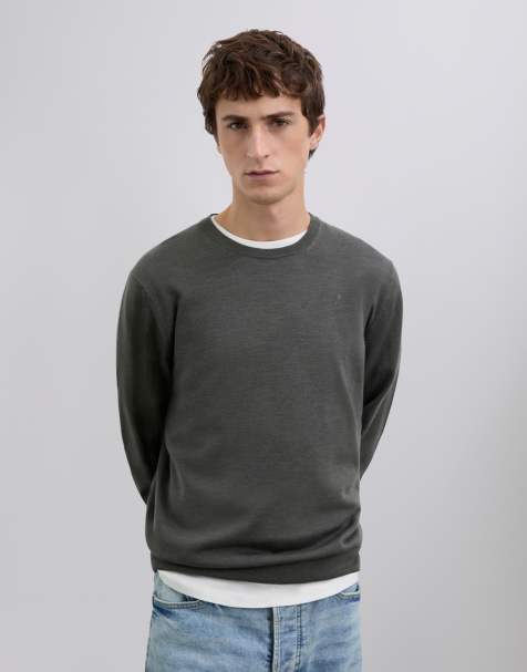 Scalpers - Maglione classico in tricot color kaki con scollo rotondo - view 1