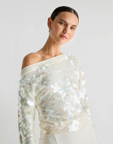 Scalpers - Maglione écru con paillettes grandi - view 1