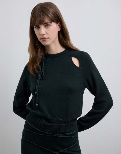 Scalpers - Maglione verde scuro con cordino - view 1