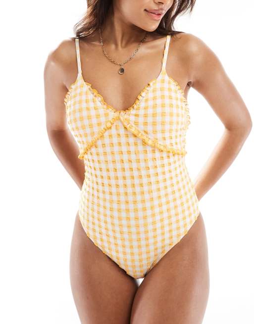 Scalpers - Maillot 1 pièce à carreaux vichy - Jaune