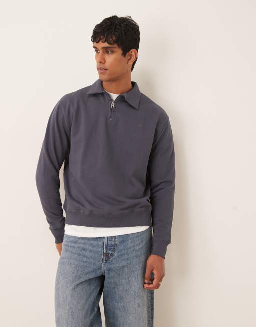 Scalpers - Makkelijke sweater met korte rits in marineblauw