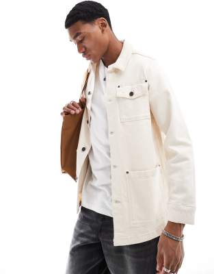 Scalpers Marc Denim Overshirt In Ecru-White