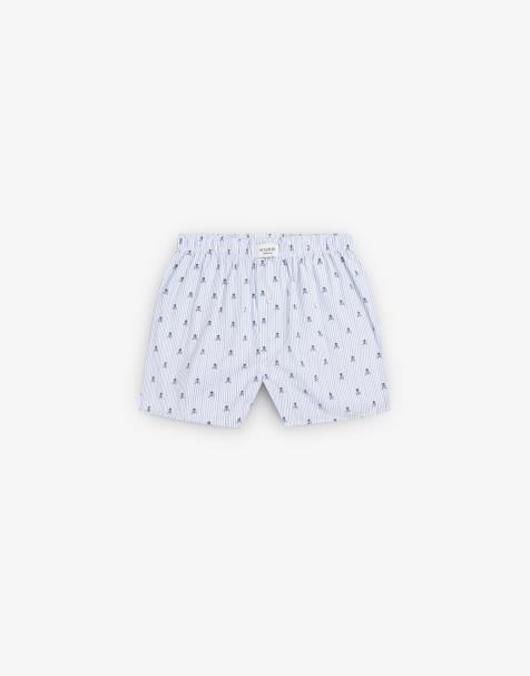 Scalpers – Marti – Blau gestreifte Boxershorts mit Totenkopfmuster - view 1