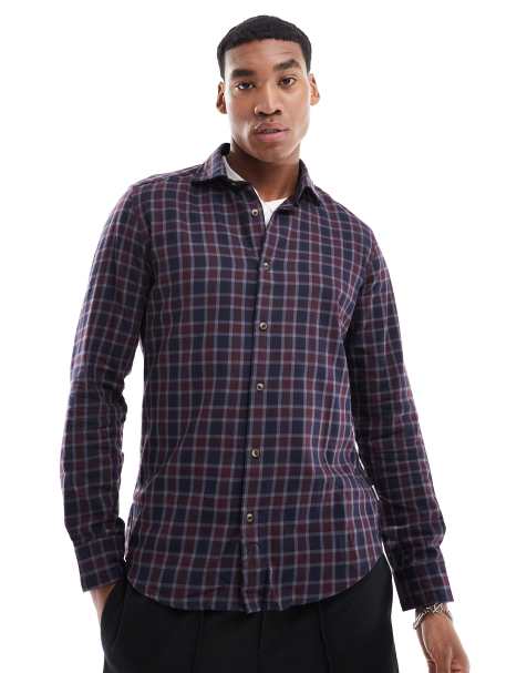 Scalpers Martyn Tartan Plaid Shirt In Navy - view 1