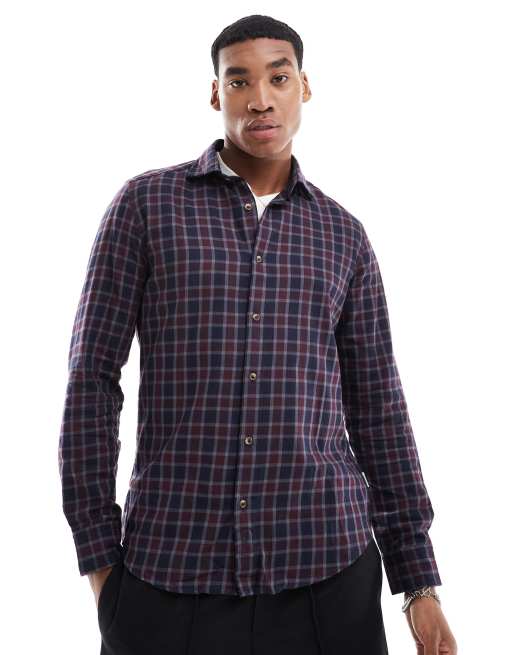 Scalpers Martyn Tartan Plaid Shirt In Navy 