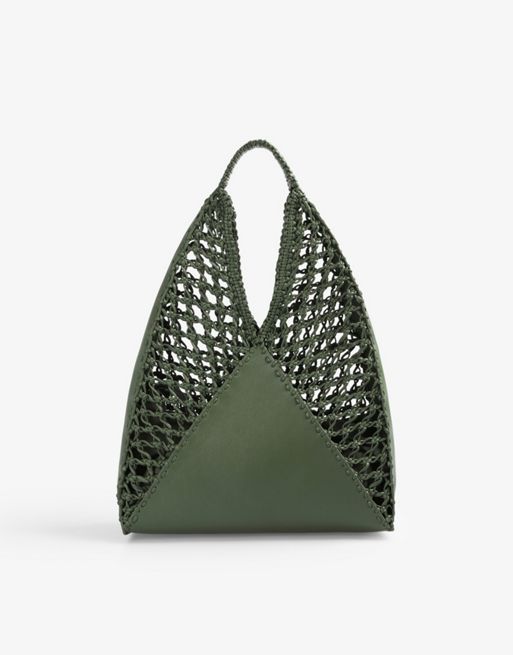  Scalpers mesh leather shopper bag in green