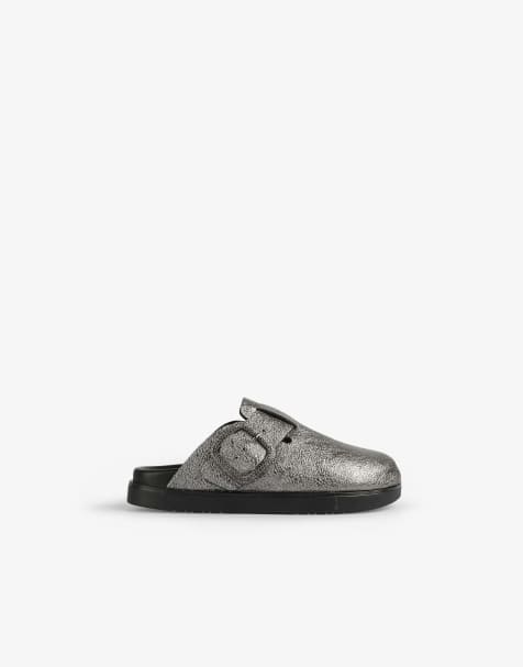 Scalpers Metal Zueco Sandal In Metallic Silver - view 1