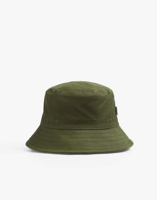 Scalpers - Mike - Met was behandelde bucket hat in donker kaki