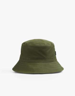 mike waxed bucket hat in dark khaki-Green