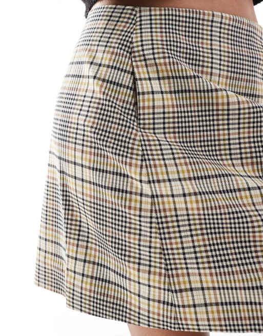 Scalpers Mini Plaid Skirt in Lime Green