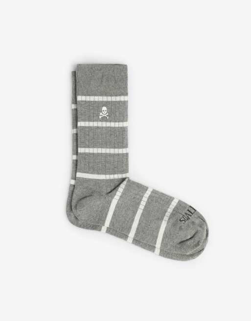 Scalpers – Mittelhohe Socken mit Streifen in Grau