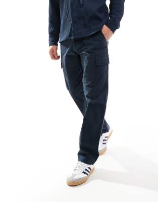 modern cargo pants in navy