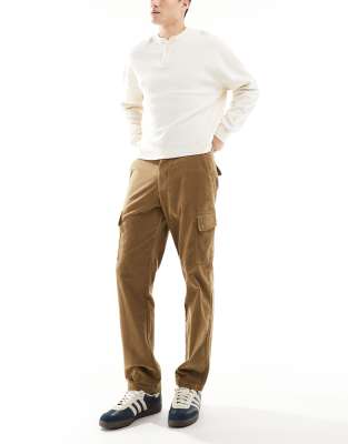 modern corduroy cargo pants in caramel-Brown