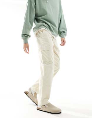 modern corduroy cargo pants in off-white