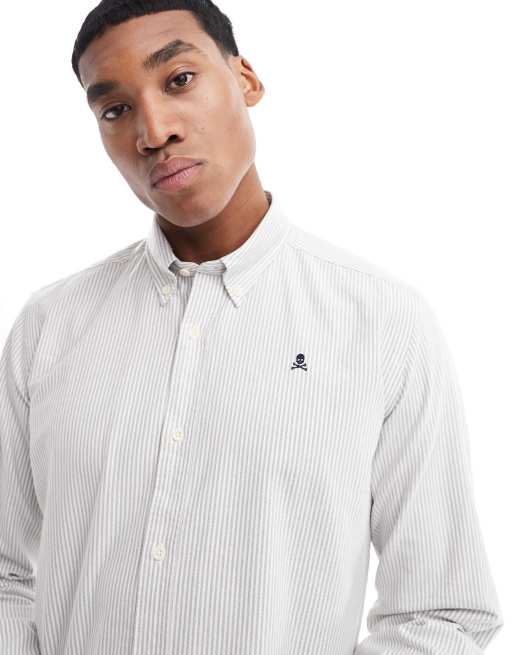 Scalpers - New Bd - Camicia Oxford a righe color talpa