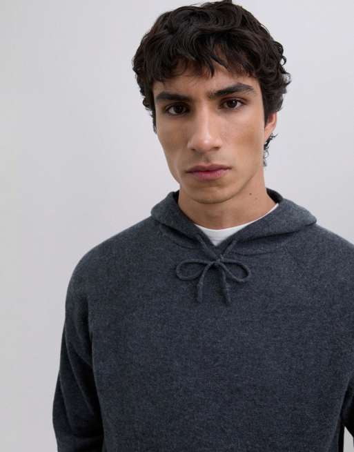 Scalpers - New - Felpa con cappuccio grigio scuro in tricot, 4 di 5