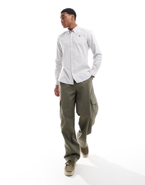 Scalpers – New – Oxford-Hemd in gestreiftem Dunkelgrün mit Button-Down-Kragen - view 1