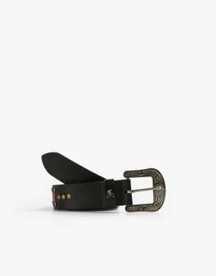 Scalpers - Nietengürtel in Schwarz mit Schlangendetail