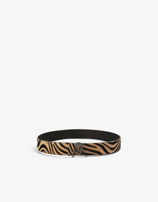 Scalpers – Ninon – Wendbarer Gürtel in Schwarz mit Animal-Print