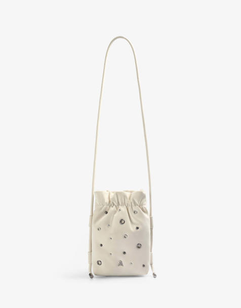 Scalpers – NY – Kleine Beuteltasche in Ecru mit Ösendetails - view 1