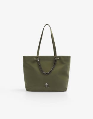 Scalpers - NY - Tasche in Khaki mit Kettenriemen-Grün