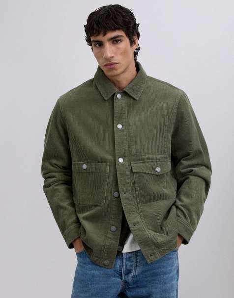 Scalpers - Overshirt van corduroy in donker kaki - view 1