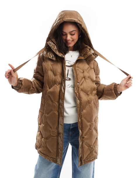 Scalpers – Palo – Puffermantel in Kamelbraun im Kapuzenpullover-Design - view 1