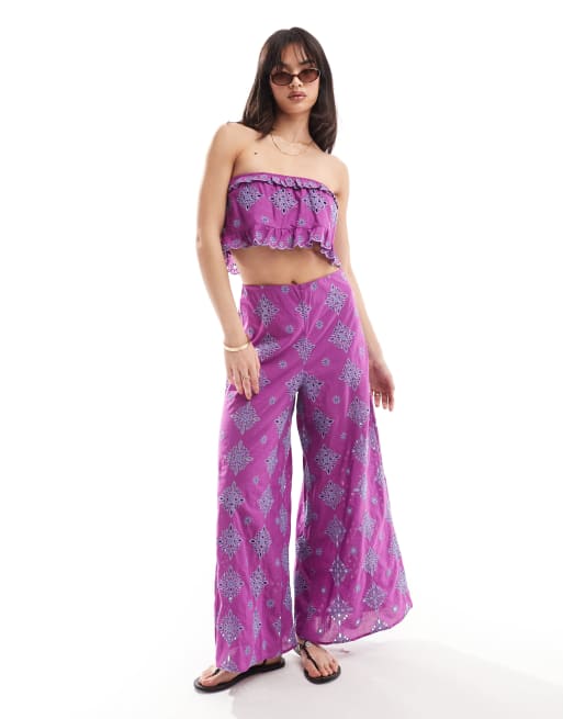 Scalpers - Pantalon avec motif en relief - Violet