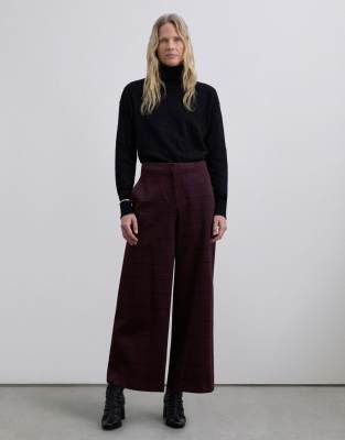 Scalpers - Pantalon en maille à carreaux - Bordeaux-Rouge