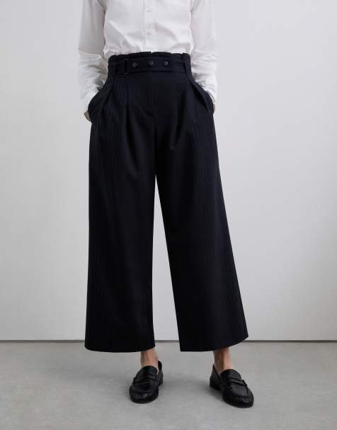 Scalpers - Pantalon rayé avec ceinture - Bleu marine - view 1