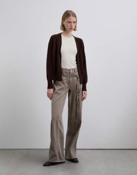 Scalpers - Pantaloni color tortora in denim con cintura e cuciture - view 1