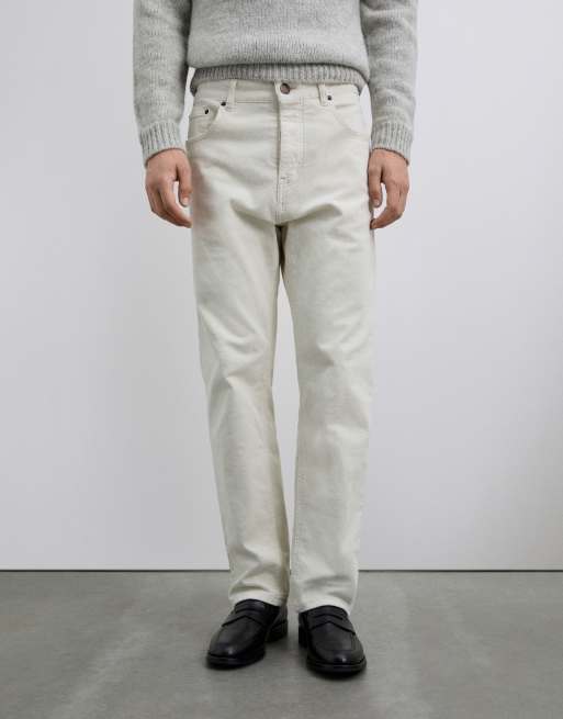 Scalpers - Pantaloni crema in tessuto a coste taglio corto