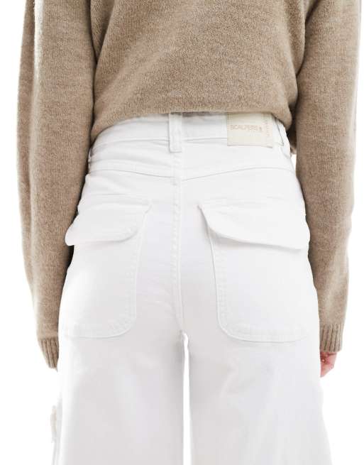 Scalpers Pantaloni culotte cargo bianchi in denim ASOS