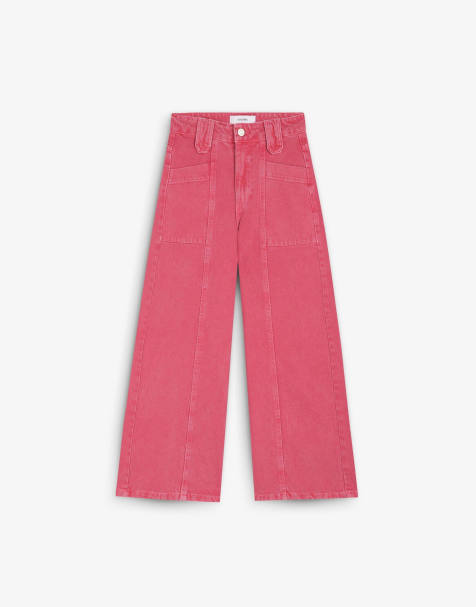 Scalpers - Pantaloni culotte color corallo in denim slavato - view 1