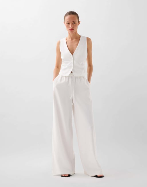 Scalpers - Pantaloni elasticizzati bianchi in lino