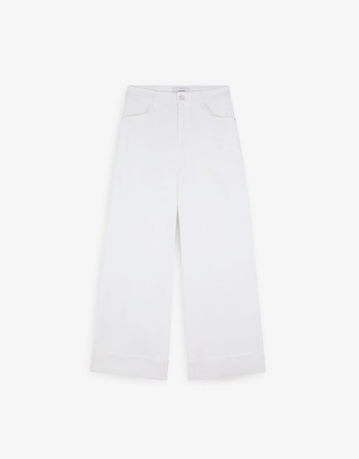Scalpers - Pantaloni in denim bianchi con risvolti