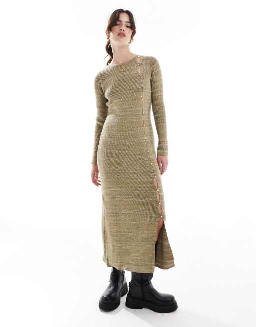 Scalpers – Pasan – Strickkleid in Khaki