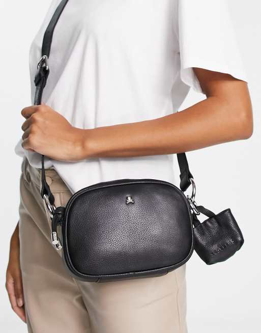 Scalpers - Petit sac bandoulière en cuir à ornement tête-de-mort - Noir 