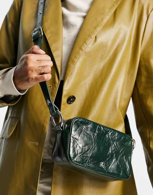 Scalpers - Petit sac bandoulière en cuir à ornement tête-de-mort - Vert 