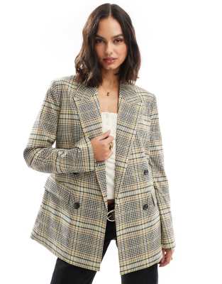 Plaid Blazer In Lime-Green